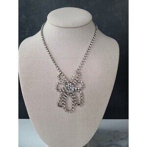 Clear Rhinestone Adjustable Choker Necklace Vintage Costume Jewelry READ